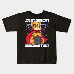 Cute & Funny Dungeon Meowster Tabletop Gamer Kids T-Shirt